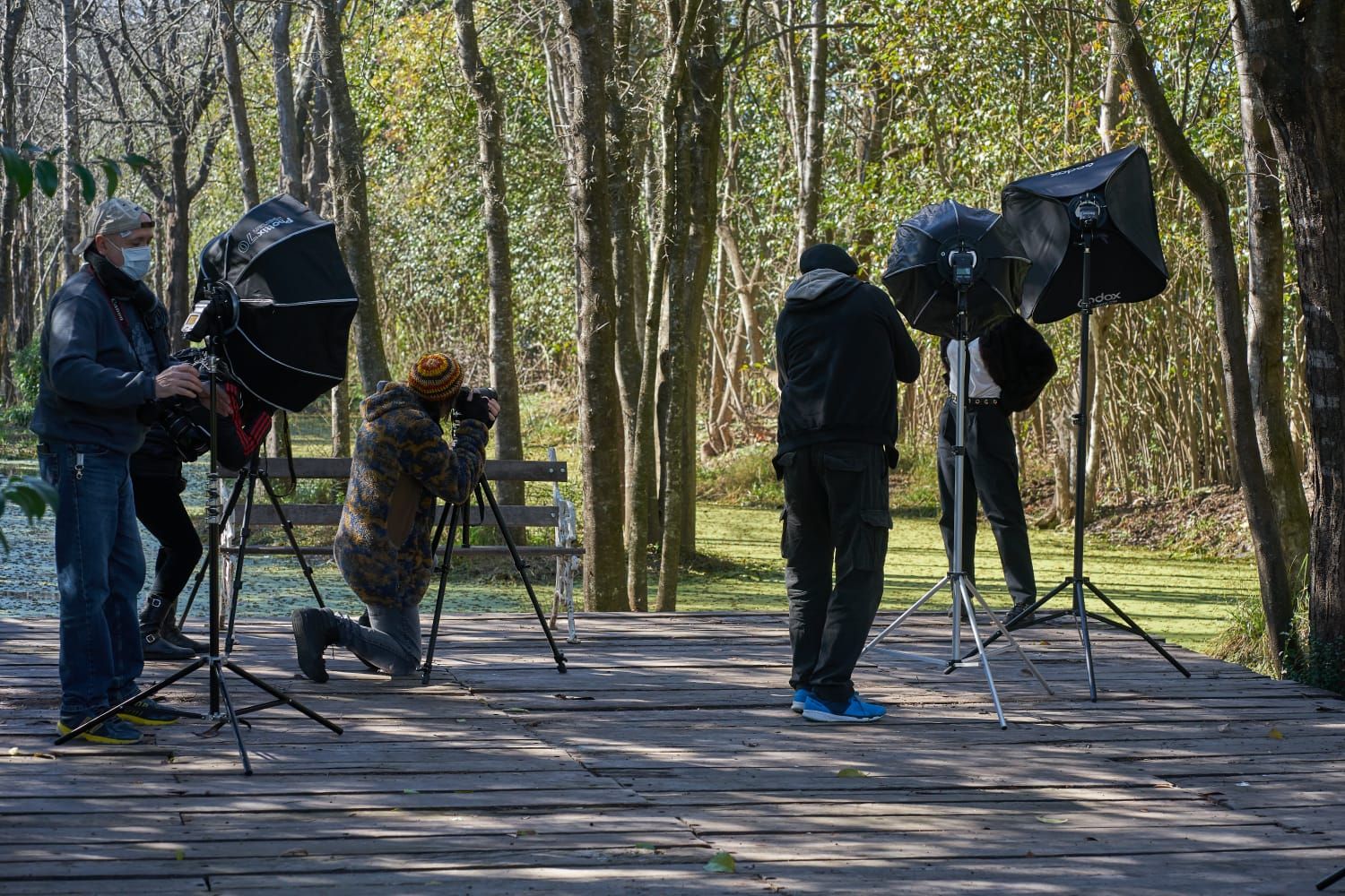 Backstage de una producción fotográfica en el predio